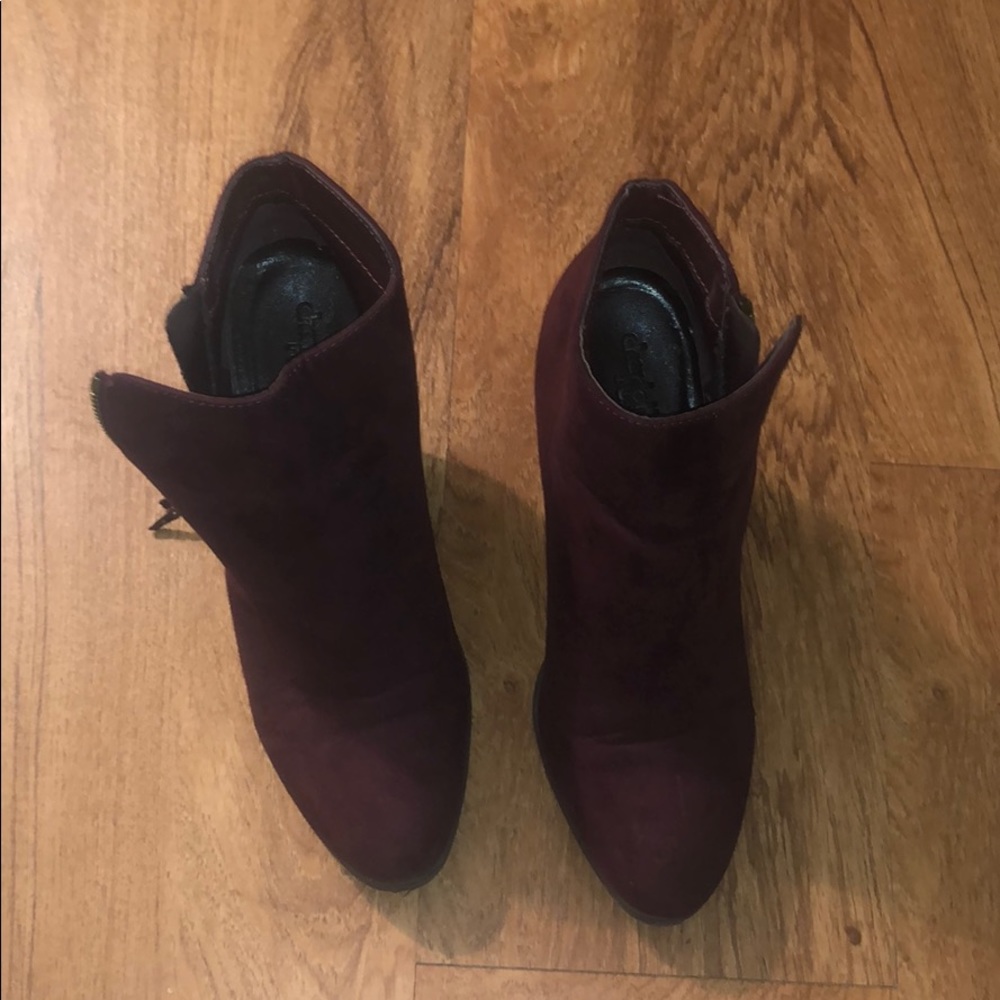 Charlotte Russe Heeled ZIP Side Booties - Maroon